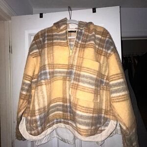 Zara Fuzzy Hoodie 
Multicolor - Brown, White, & Grey